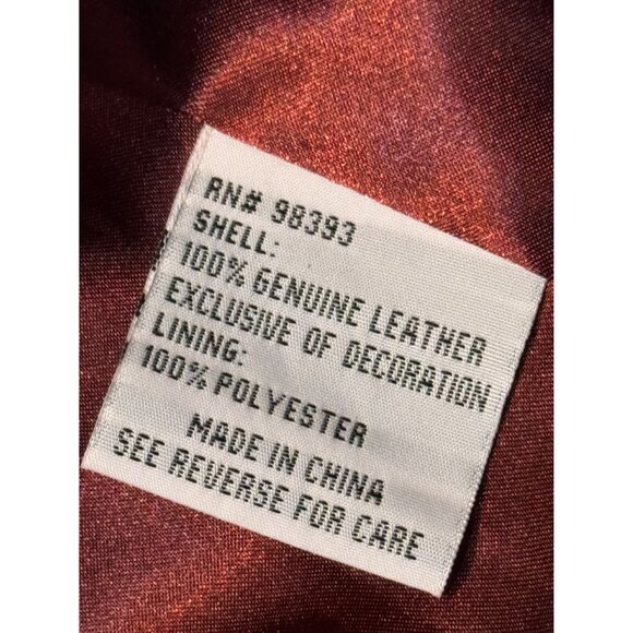 Pamela McCoy 2X Burgundy Leather Jacket With Studded Embellishments & Satin Lini - Picture 6 of 8